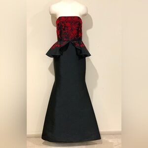 Sachin & Babi black peplum dress with red beads- size 6